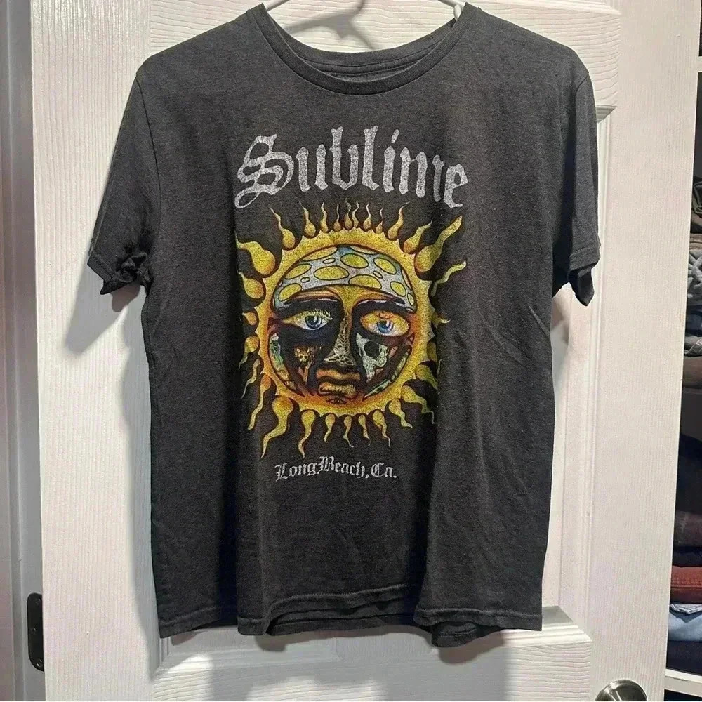 Sublime Band T-Shirt Gray Short Sleeve Graphic Tee Long Beach Music Size Small